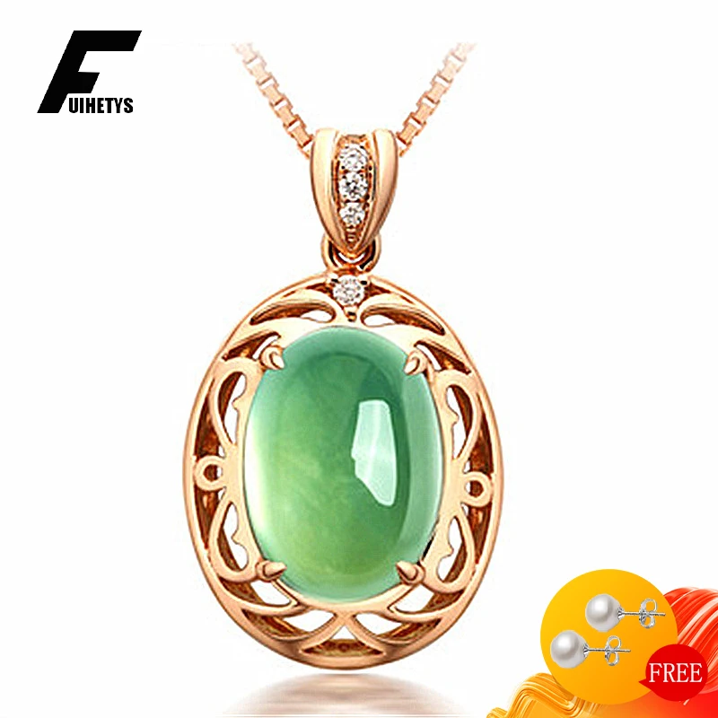 

Fashion 925 Silver Jewelry Necklace Oval Shape Created Emerald Zircon Gemstone Pendant for Women Wedding Promise Party Ornaments