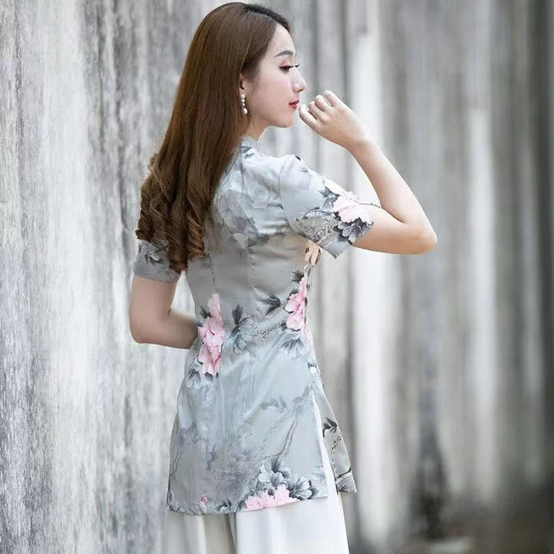 Cheongsam Womens ÷   糪 ǻ ž 2024  ư  Ʈ ұĢ  ߱ Ÿ Qipao 