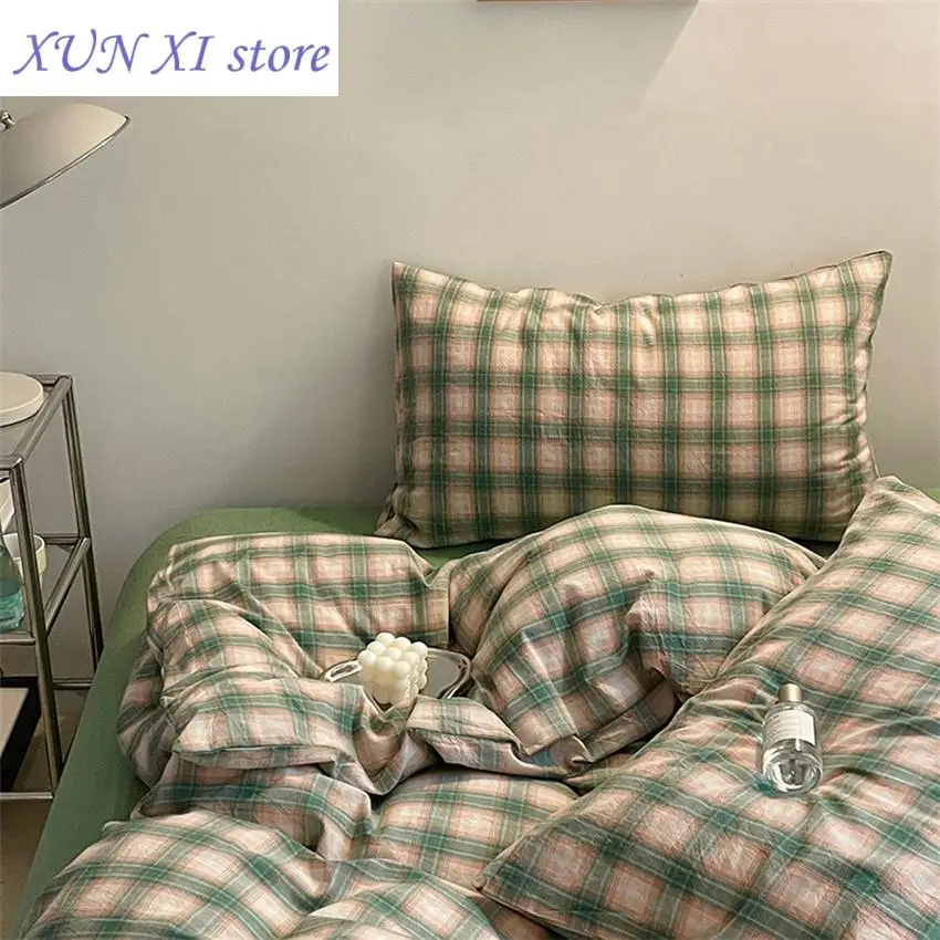 New Fashion Plaid Bedding Set Cotton Duvet Cover Set Home Textiles Nordic Bed Sheet Queen King Quilt Cover Pillowcase Bed Linen