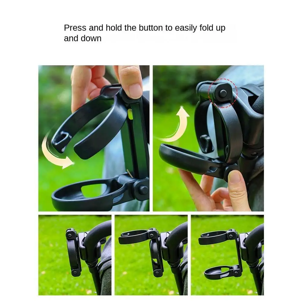 Foldable Baby Stroller Cup Holder Black Rotatable Stroller Bottle Holder Non-slip Adjustment Children Bicycle Cup Rack