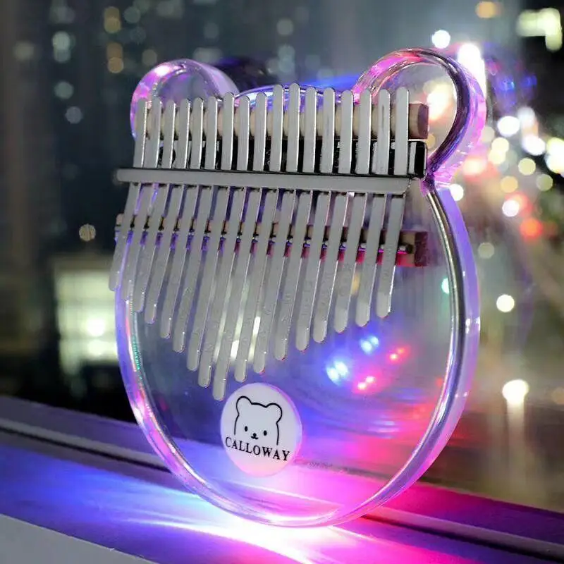 

Cute Small Bear Kalimba 17 Keys Transparent Acrylic Thumb Piano High-Quality Musical Instrument Africa Finger Piano