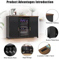 Large Coffee Bar Cabinet with Mini Fridge Wine Storage Buffet Sideboard Table for Home Fluted Design Kitchen Storage Organizer 5