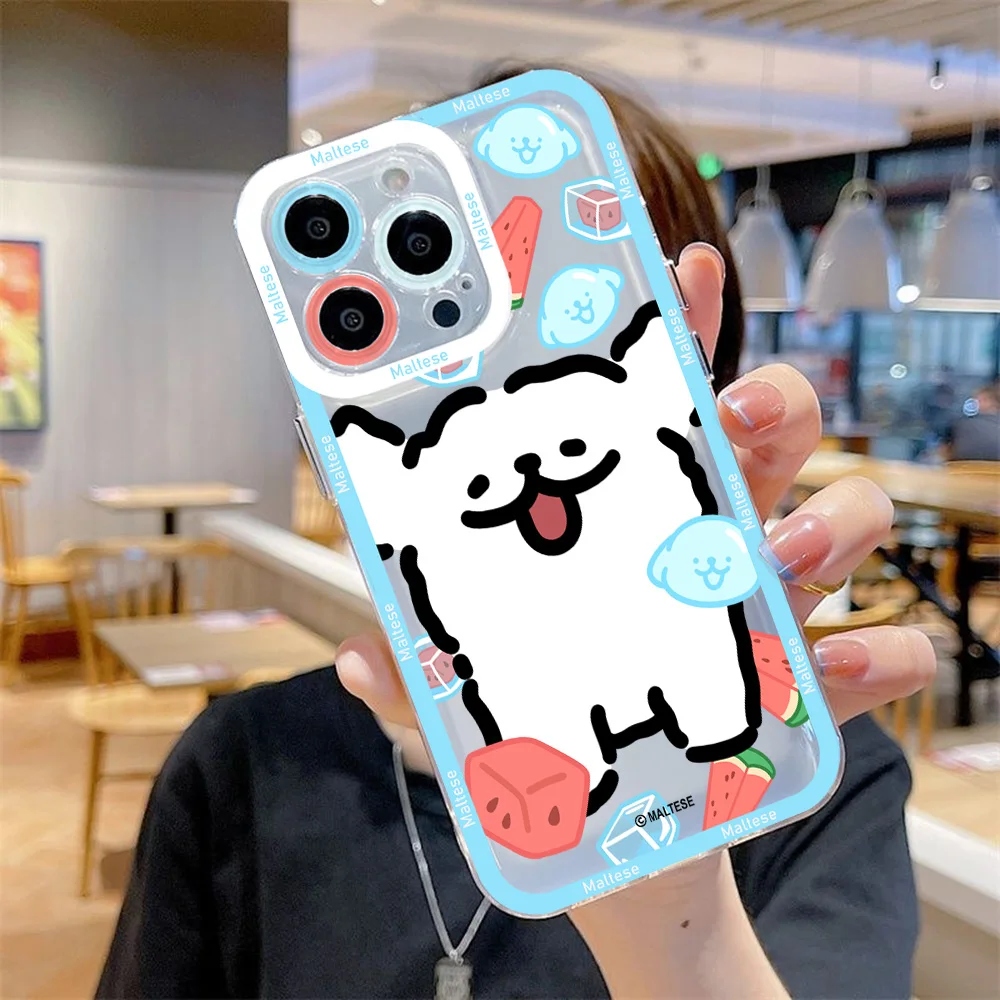 Summer Line Puppy Maltese Clear Soft Phone Case