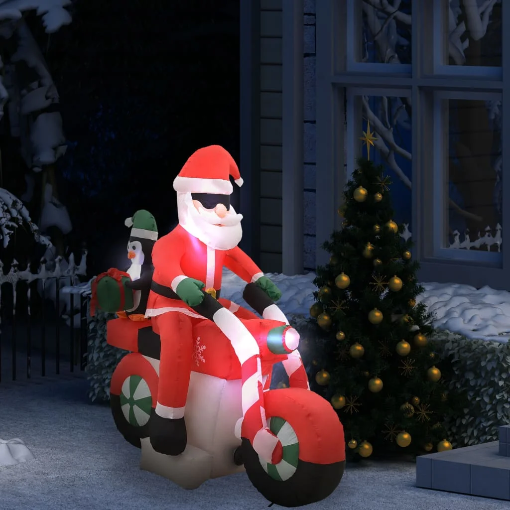 Babbo Natale Gonfiabile Su Moto Led Ip44 Cm Buon Natale Decorazioni Per La Casa Regali Capodanno