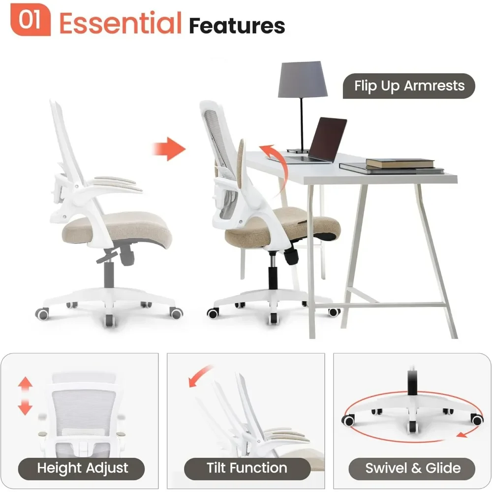 High Back Mesh Chair Adjustable Height and Ergonomic Design Home Office Computer Desk Chair 3