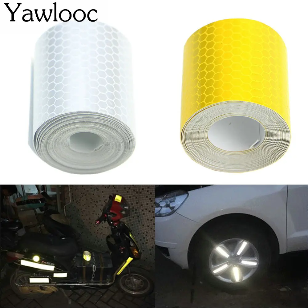 

3mX5cm Fluorescence Pure Yellow Reflective Car Truck Motorcycle Sticker Safety Warning Signs Conspicuity Tape Roll