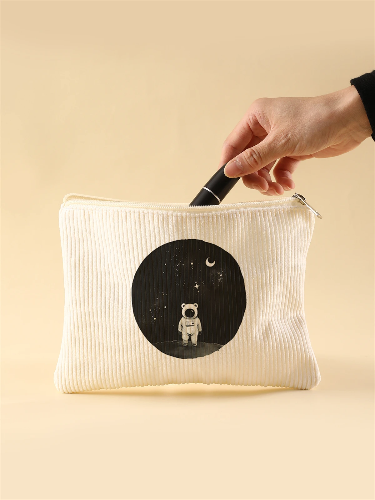 Corduroy Travel Cosmetic Bag Portable Makeup Storage Bag Purses Women Large Capacity Zipper Make Up Organizer Storage Clutch