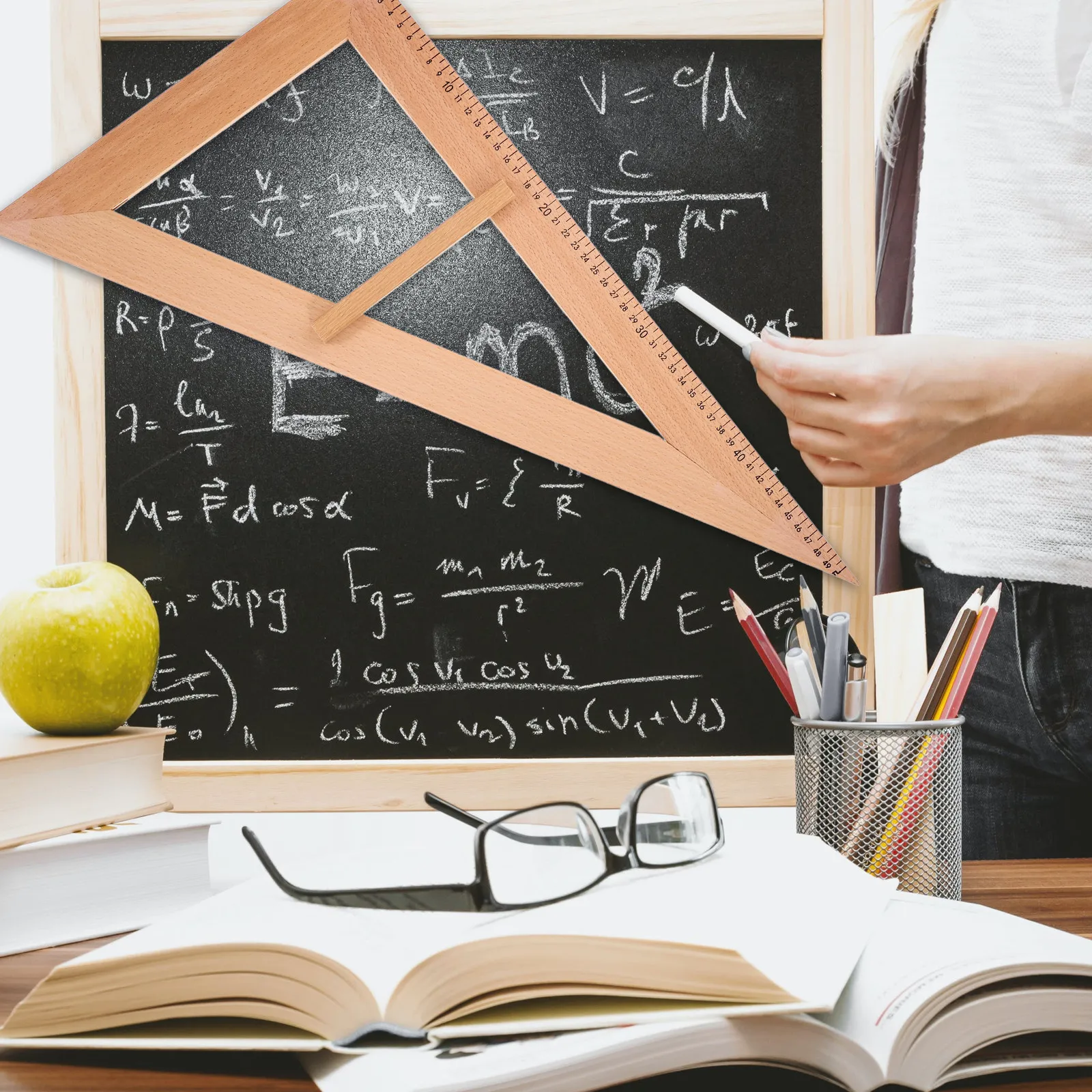 교사를 위한 나무 교육용 자, 대형 기하학 시연 도구, 인체공학적 손잡이가 있는..