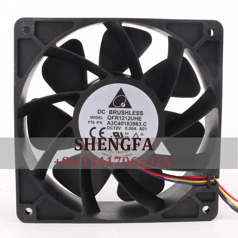 

DELTA Case Fan Dual Ball Bearing QFR1212UHE 12V 5A 120x120x38mm 12038 12CM Large Airflow Inverter Cooling Fan