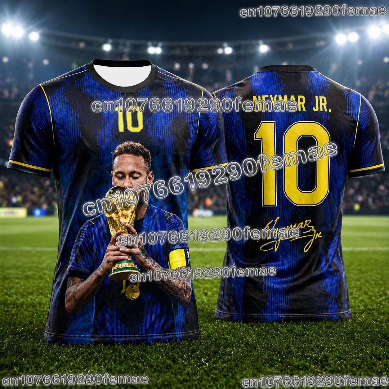 neymar commemorative 3d printed football jersey breathable summer fan shirt for outdoor exercise soccer and daily activities Neymar Commemorative 3D Printed Football Jersey Breathable Summer Fan Shirt For Outdoor Exercise Soccer And Daily Activities 4