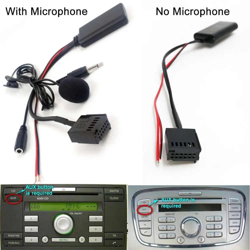 Aux Cable for Ford Focus 5000 6000 6006 CD Player Audio Radio Bluetooth-Compatible Module Adapter With/No Microphone