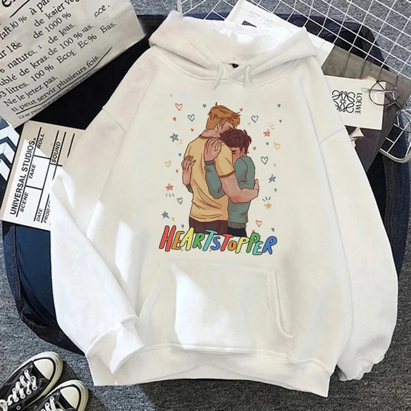 Romance Cartoon Rainbow Nick and Charlie Heartstopper Hoodies Women's Fleece Streetwear Fashion Sweatshirts Unisex Top Clothing 2