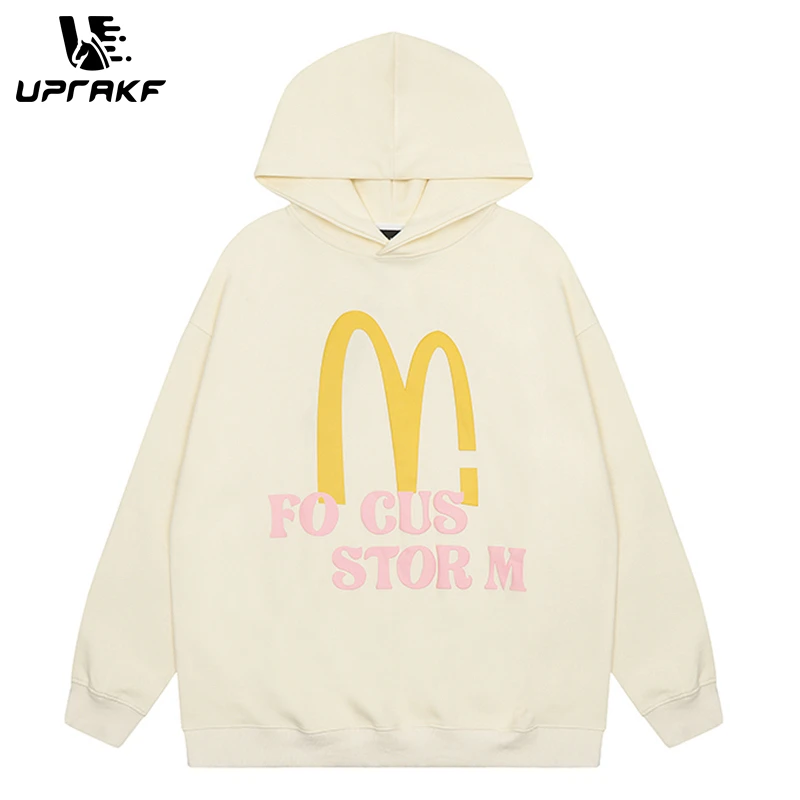 UPRAKF Streetwear Pullovers Casual Sweatshirt Funny Letter Graphic Print Cotton Hoodie Baggy Y2K Oversize High Quality Top
