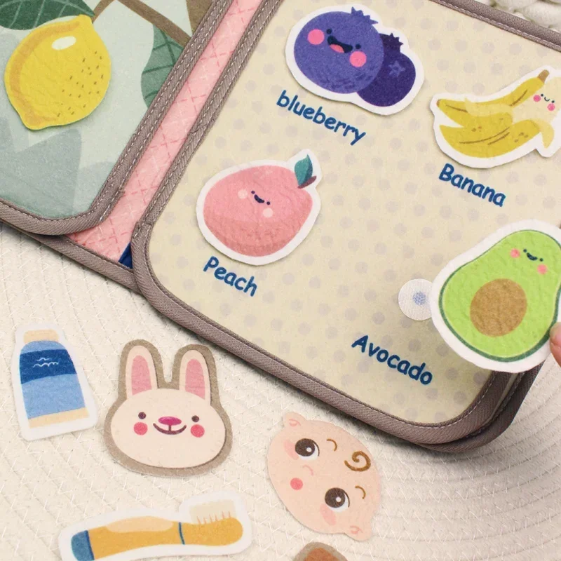 Montessori Busy Book Baby Early Education Book Animal Cognitive Cloth Books Puzzle Toy Repeated Paste Books & Sensory toys