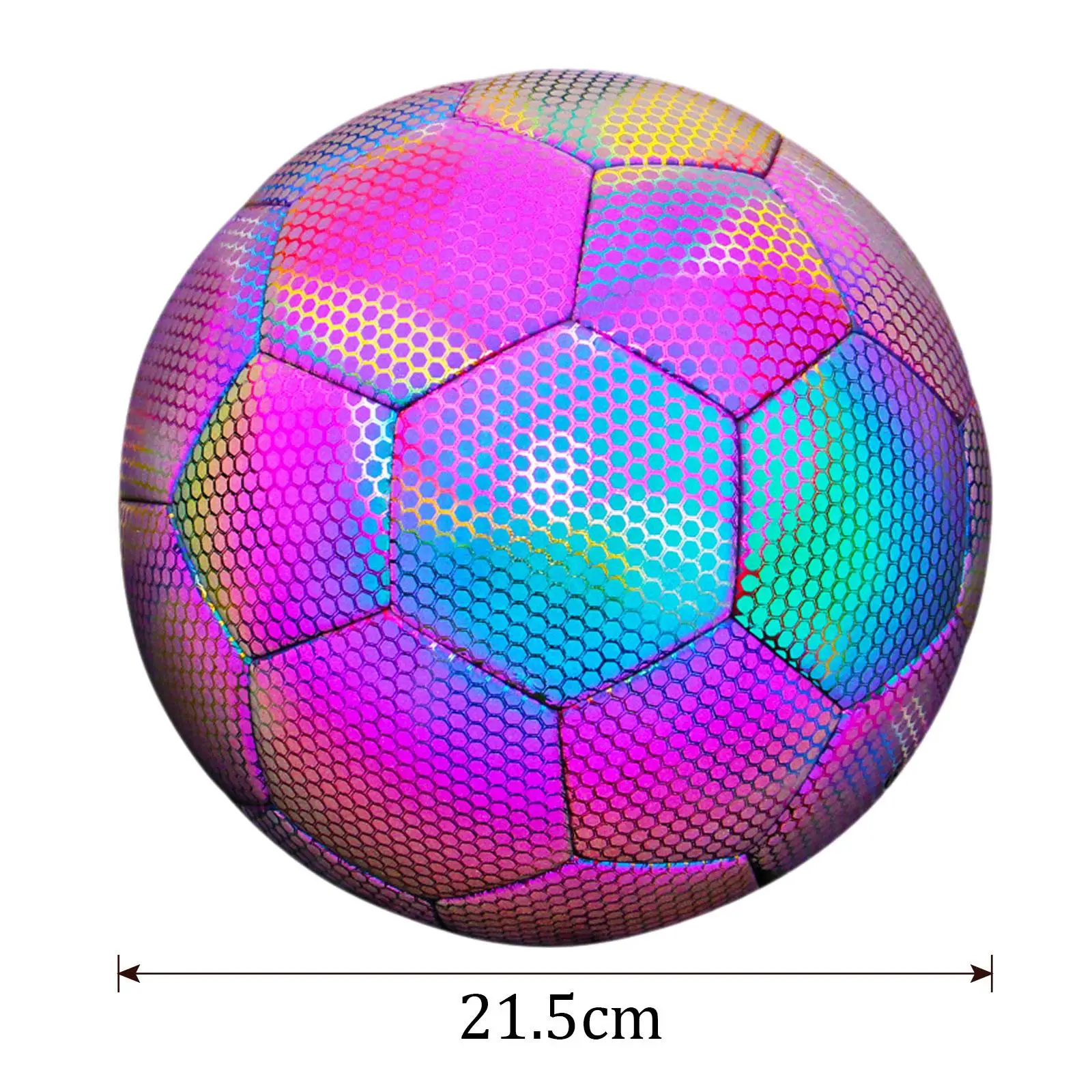 Soccer Ball Reflective Holographic Teens PU Leather Football Outdoors Sports