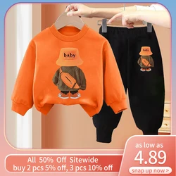 Korean Kids Set Autumn Children Clothes Cotton Sweater+Sports Pants Suit Girl Boy Fashion Pullover Tops Outfits Baby Sweatshirt