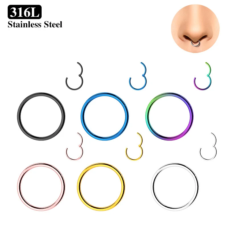 50/100PCS Stainless Steel Small Nose Rings Septum Piercing Mixed Color Body Clips Hoop Earrings For Women Men Cartilage Jewelry