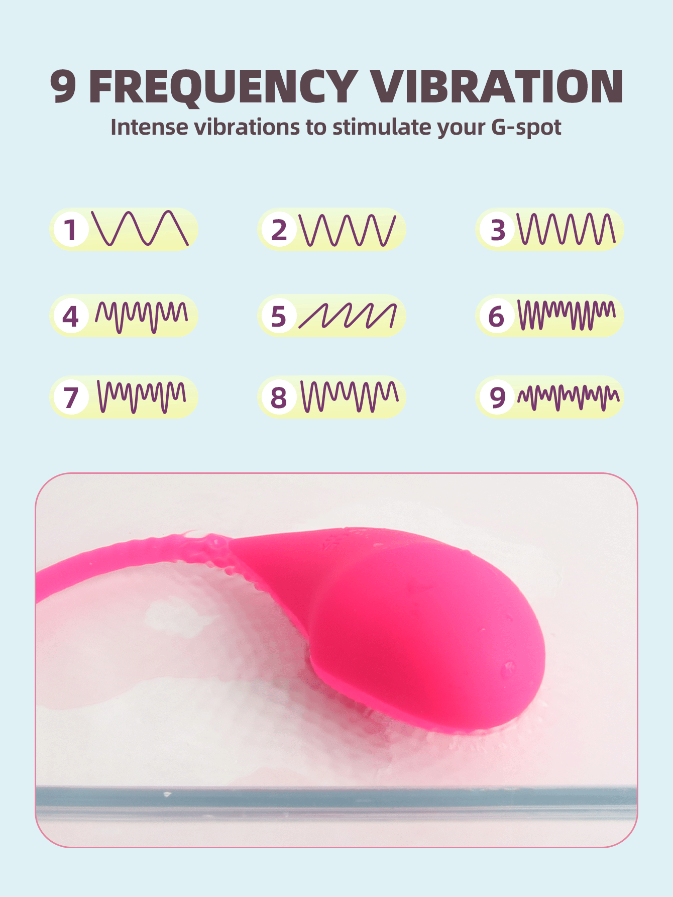 Titreşim yoğunlukları arasında hareket eden pembe takılabilir vibratörün animasyonlu gösterimi