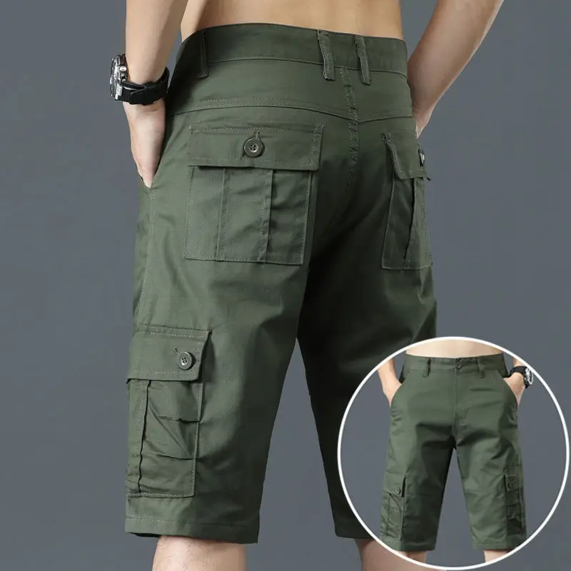 

Men's 5-point Multiple Pockets Casual Summer Thin Pure Cotton Work Shorts Trend Loose Breeches Fashion Sports Pants