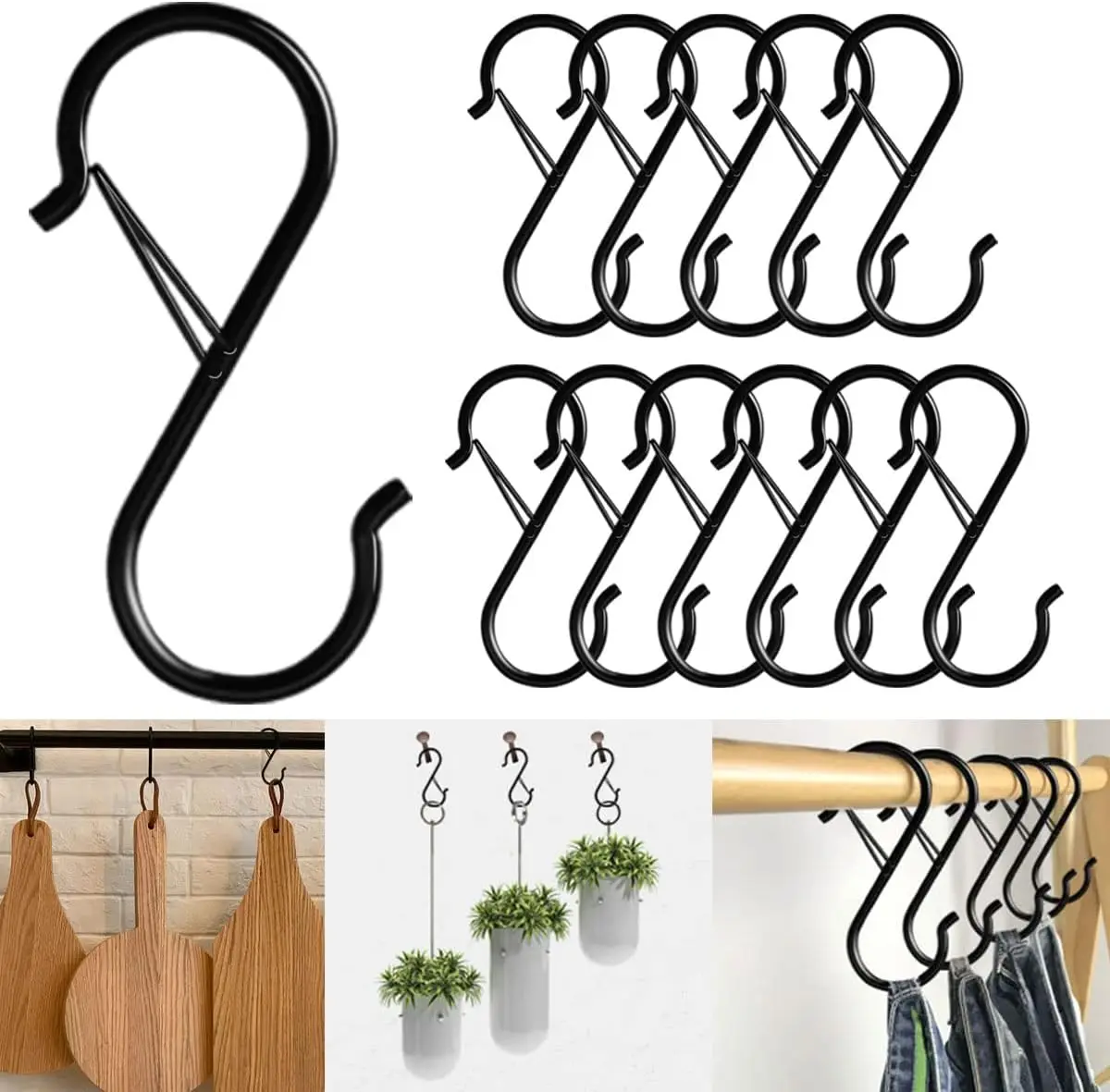 1Pcs Safety Buckle Heavy Duty S Hooks Hanging Plants for Closet