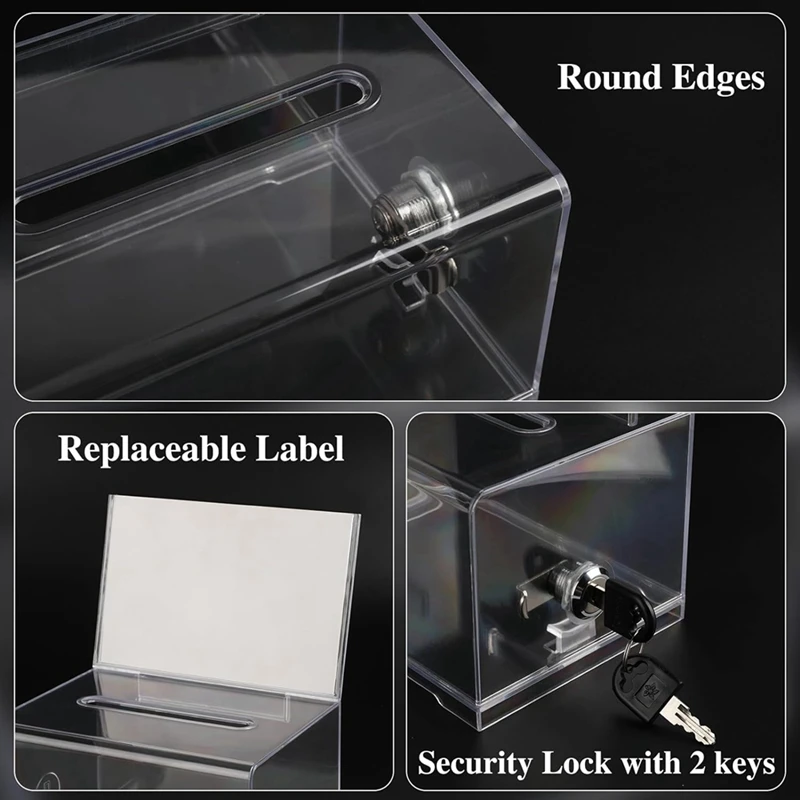 Donation Box 1 Pack With Lock Clear Ballot Box With Sign Holder Suggestion For Fundraising donation box