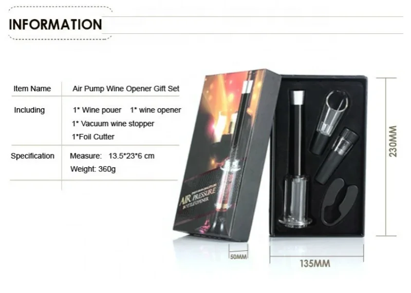 Wine Bottle Opener Gift Set Foil Cutter Vacuum Stopper Wine Pourer Aluminum Air Pressure Pump Opener Kit bottle opener wine opener wine bottle stopper wine pourer wine bottle foil cutter