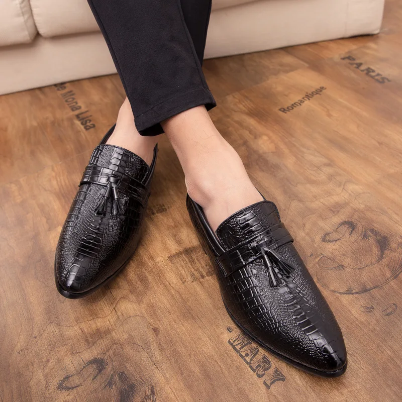 Men's Leather Vintage Tassels Loafers Comfortable Dress Wedding Fashion Party Shoe Business Oxfords Slip-On Flats