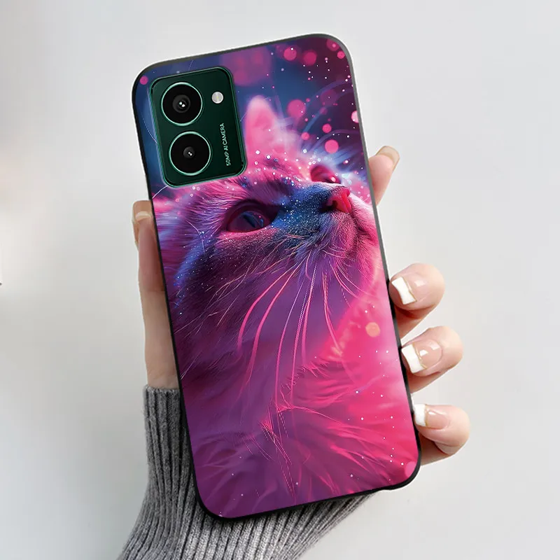Aesthetic Cute Cat Astronaut Black Matte Soft TPU Shockproof Phone Case