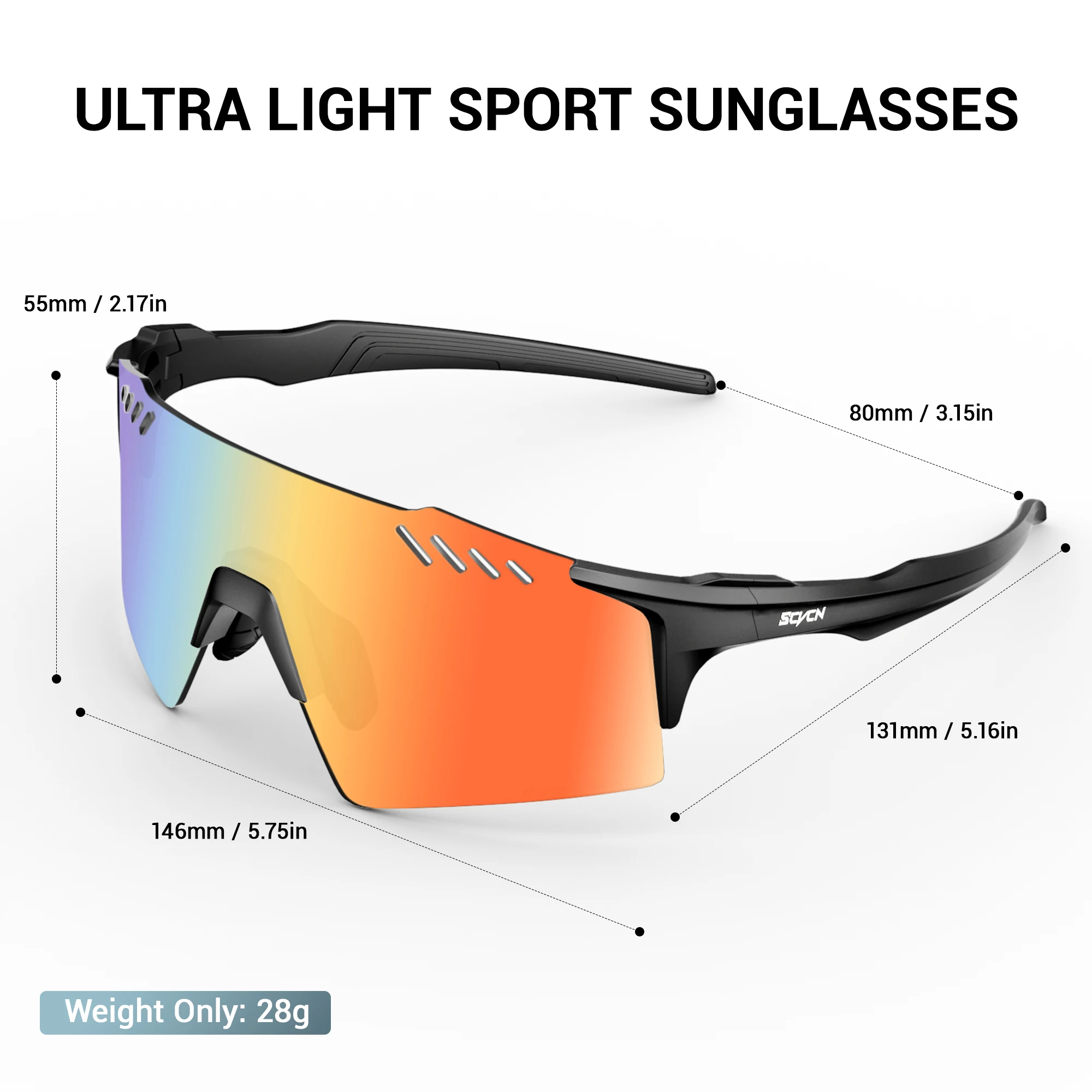 SCVCN Hiking Eyewear Fashion Rimless Cycling Glasss Outdoor Sports Running Drving Sunglasses for Men Goggles Mtb Bicycle 1 Lens