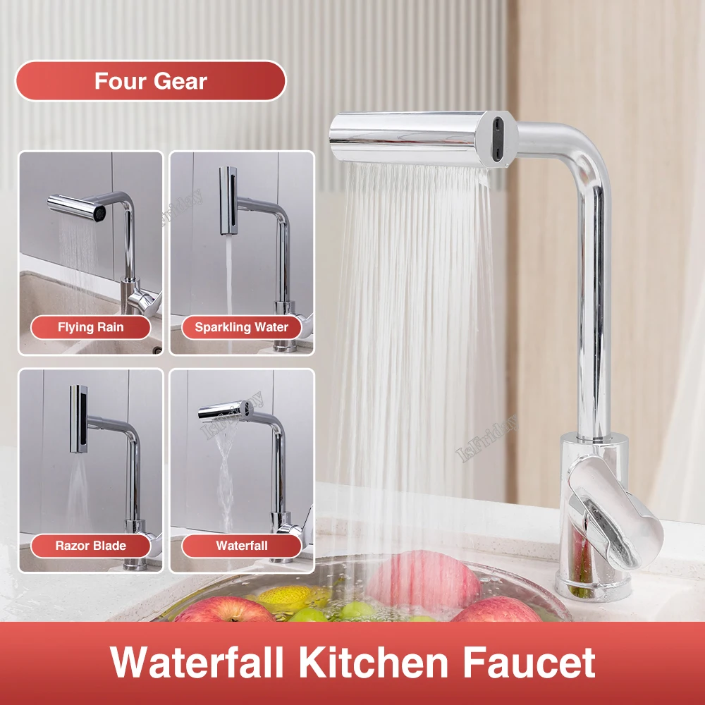 

360° Rotating Faucet 4Modes Waterfall Faucet Faucets Extender Kitchen Sink Faucet Washbasin Faucet Bubbler Anti Splash Filter