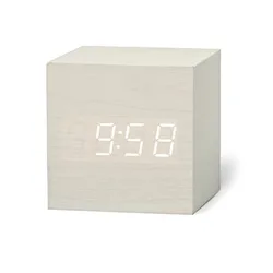 Smart LED Wooden Alarm Clock with Voice Control and Luminous Display (White)