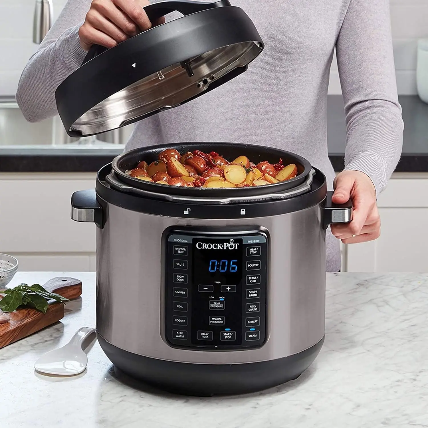 Crock-Pot 8-Quart Multi-Use XL Express Crock Programmable Slow Cooker and Pressure Cooker with Manual Pressure, Boil & Simmer 5