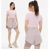 High Waist 2 in 1 Anti-Exposed Gym Sport Shorts Women Quick Dry Badminton Running Tennis Cycling Shorts with Zipper Pocket
