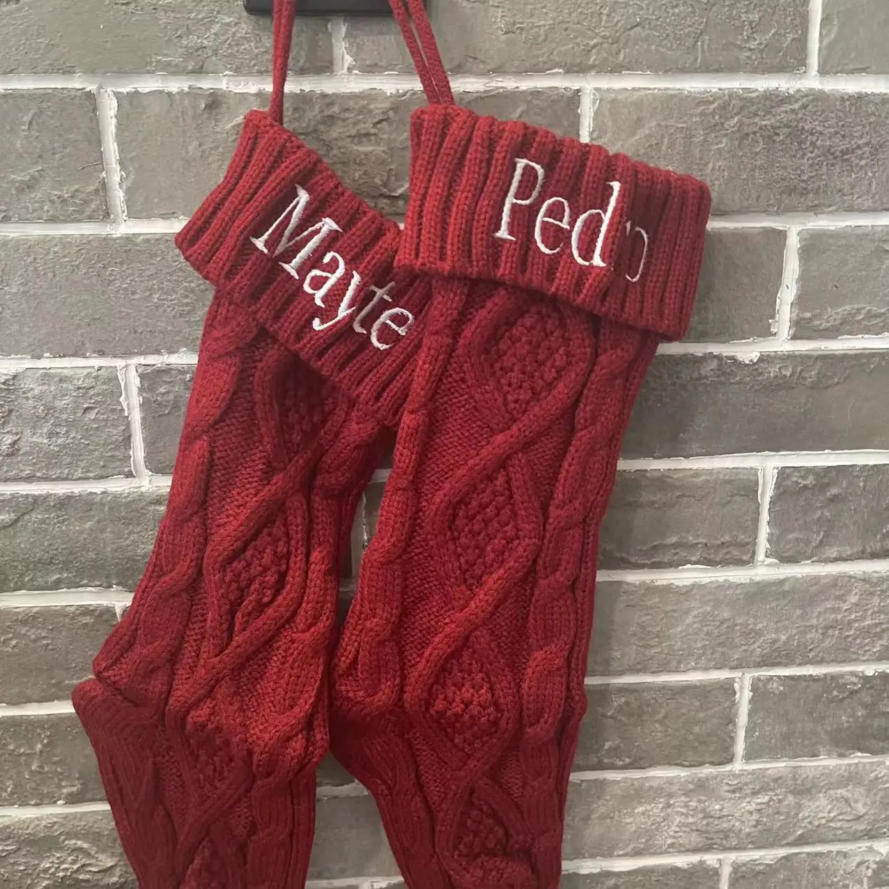 

Christmas Stockings with Embroidered Name Monogrammed Christmas Decoration Sock Merry Christmas Knit Stocking New Year Gifts