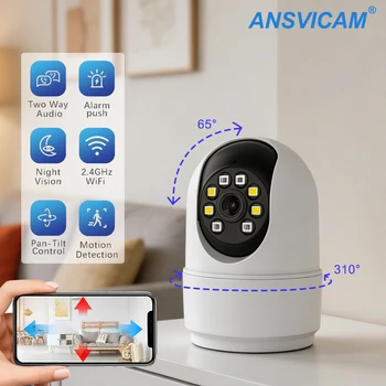 360° Pan & Tilt Pet Dog Camera 2.4GHz WiFi Indoor Security Cam with Two-Way Audio & Night Vision Phone App Baby Monitor for Home 1