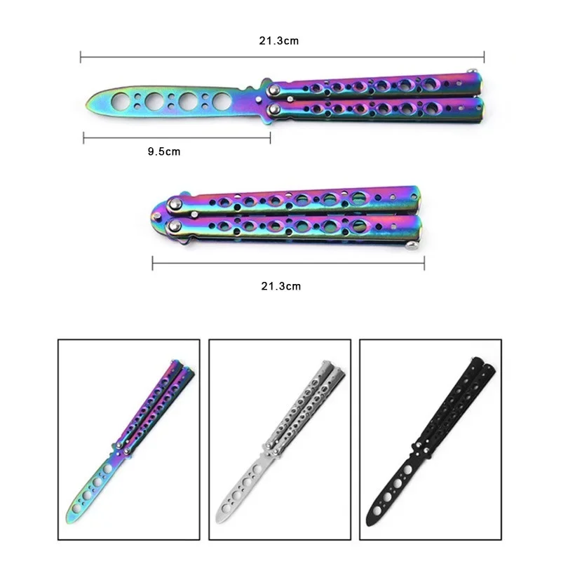 Folding knife Portable Butterfly Training Knife Foldable Pocket Flail Knife Uncut Blade Butterfly Comb Training Tool