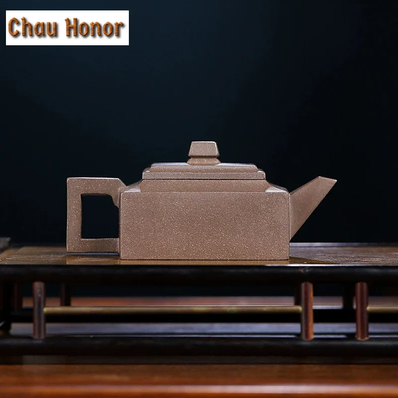 170ml Aesthetic Yixing Purple Clay Teapots Handmade Square Pot Raw Ore Section Mud Kettle Chinese Zisha Tea Set Teaware Supplies