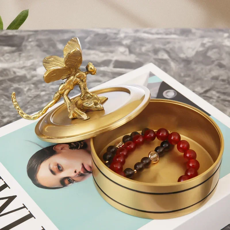 

Jewellery Ornament Case Box Gems Gift Dragonfly Figurine Decorative Brass Organizer Jewelry Damselfly Metal Lid Craft