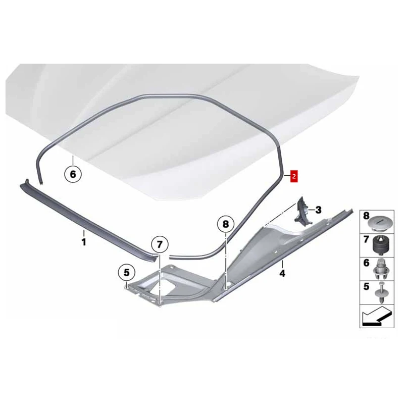 51767019779 5series F18 520Li 523i 525d 535i Seal rear of car hood