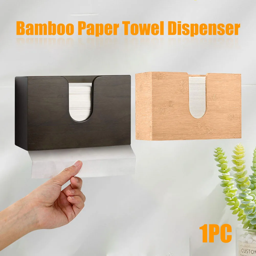 

Wall Mount Bathroom Bedroom Restaurant Home Napkin Holder Office Desk Kitchen Countertop Bamboo Paper Towel Dispenser Hotel