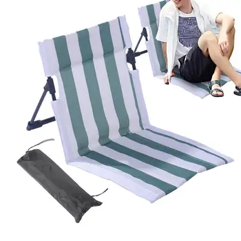 Sedia a sdraio pieghevole a righe con supporto lombare per spiaggia, campeggio, patio, piscina, giardino