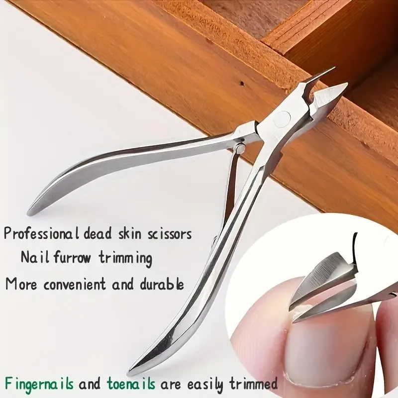 

Металлические плоскогубцы для ногтей из нержавеющей стали, ножницы для кутикулы, плотные серые плоскогубцы для удаления омертвевшей кожи ногтей, плоскогубцы для педикюра