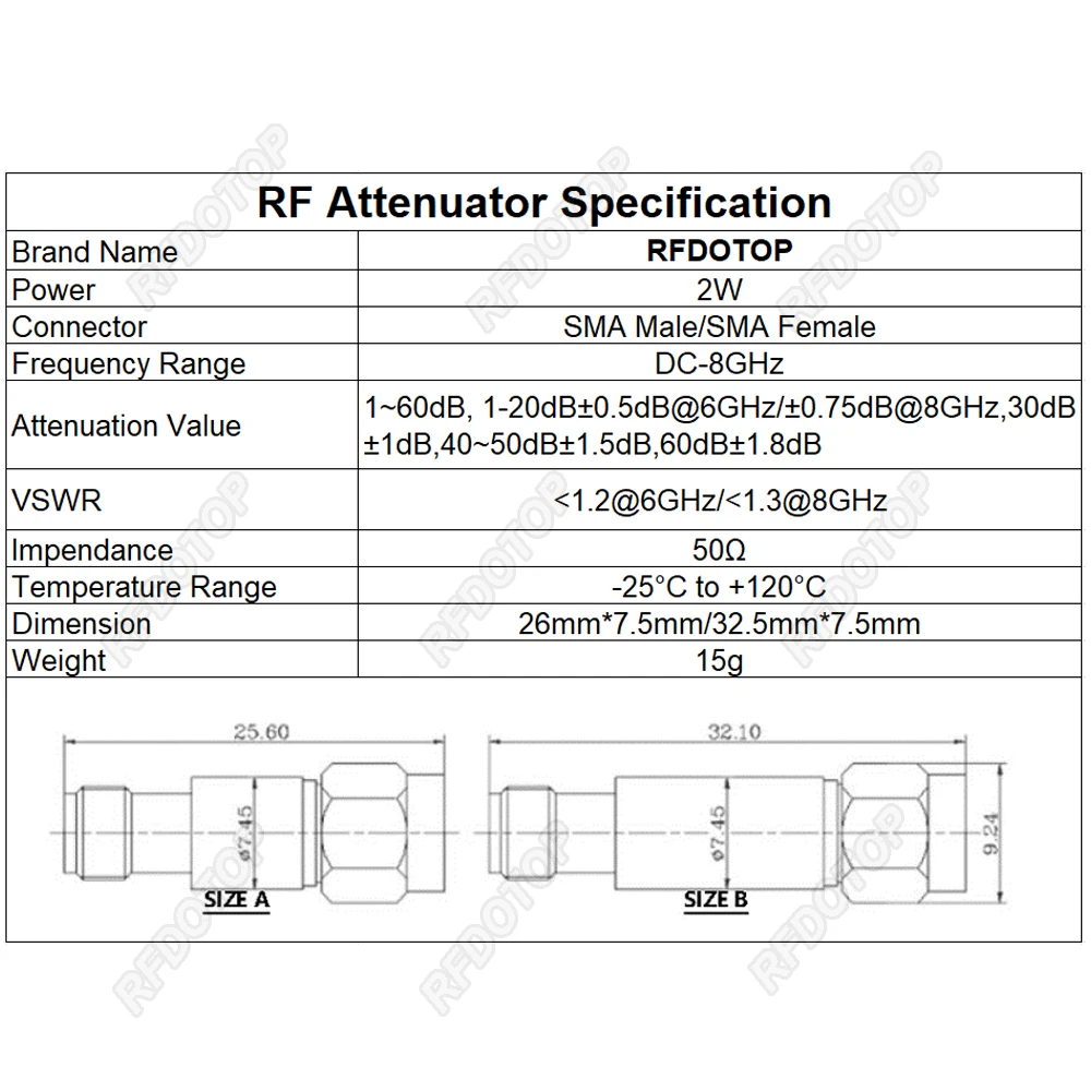 sma macho para atenuador rf femea sma 03