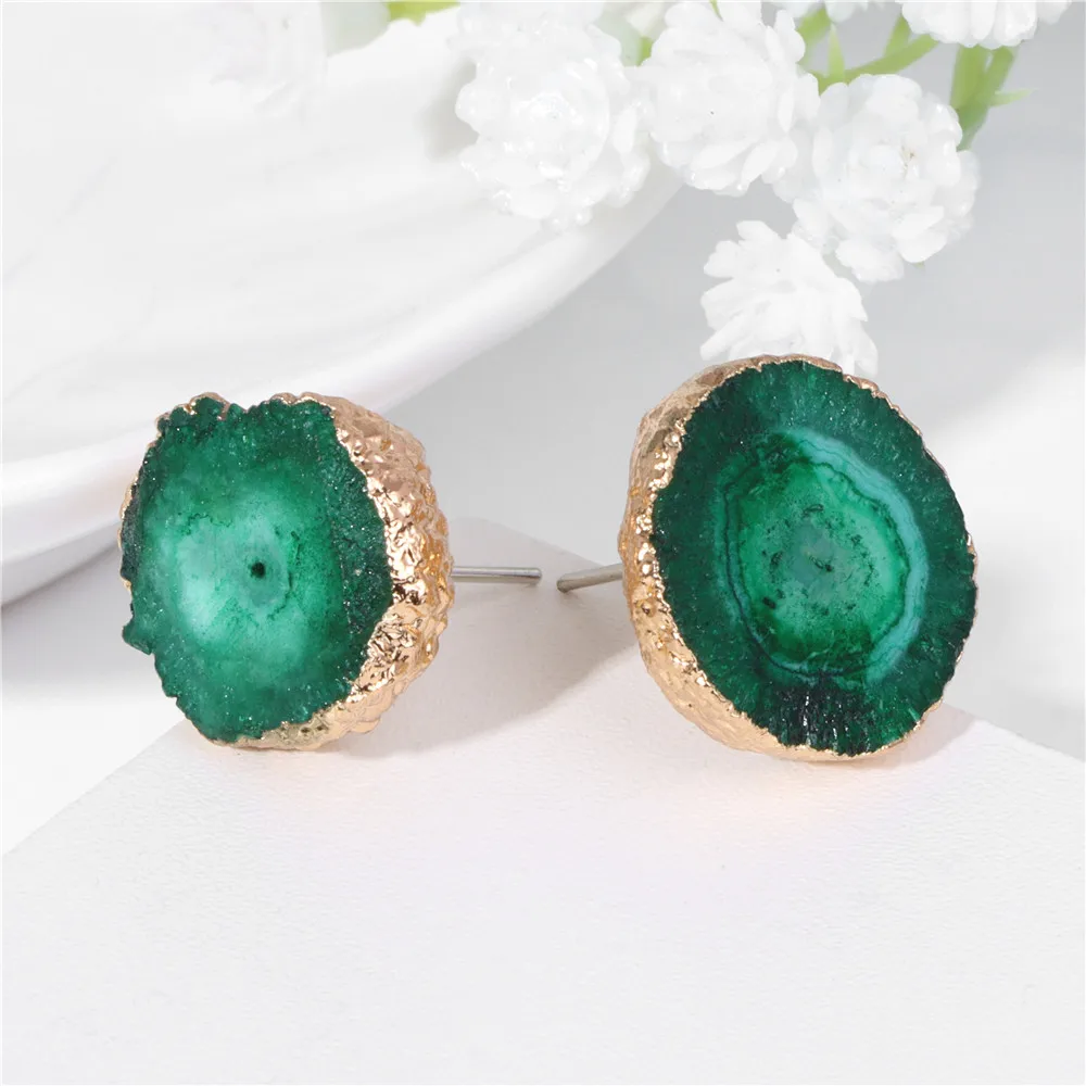 New Fashion Stud Earrings Natural Stone Agates Druzy Earring