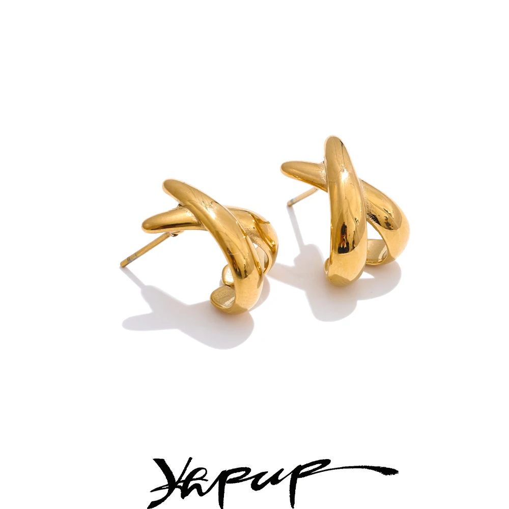 Yhpup Jewelry Metal Stud Earrings for Women
