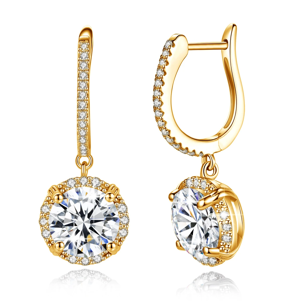

925 Sterling Silver Earrings GRA Certified 2ct 8mm total 4ct Moissanite Drop Earrings for Women Wedding Luxury Fine Jewelry