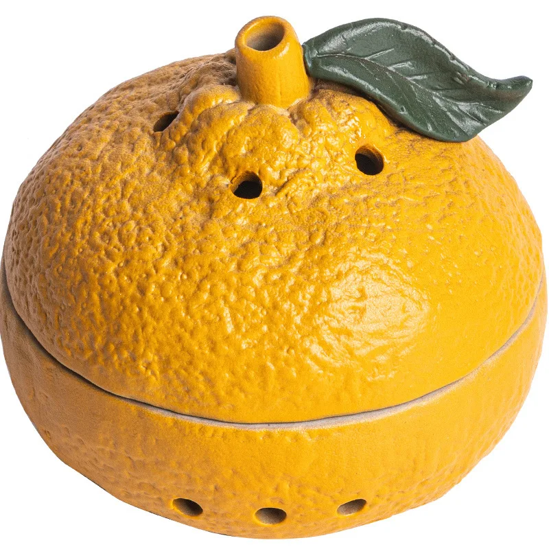 Lucky Ceramic Aromatherapy Stove Orange Home Indoor Agarwood Sandalwood Incense Incense Coil Burner Decoration Tea Room Tea Tabl