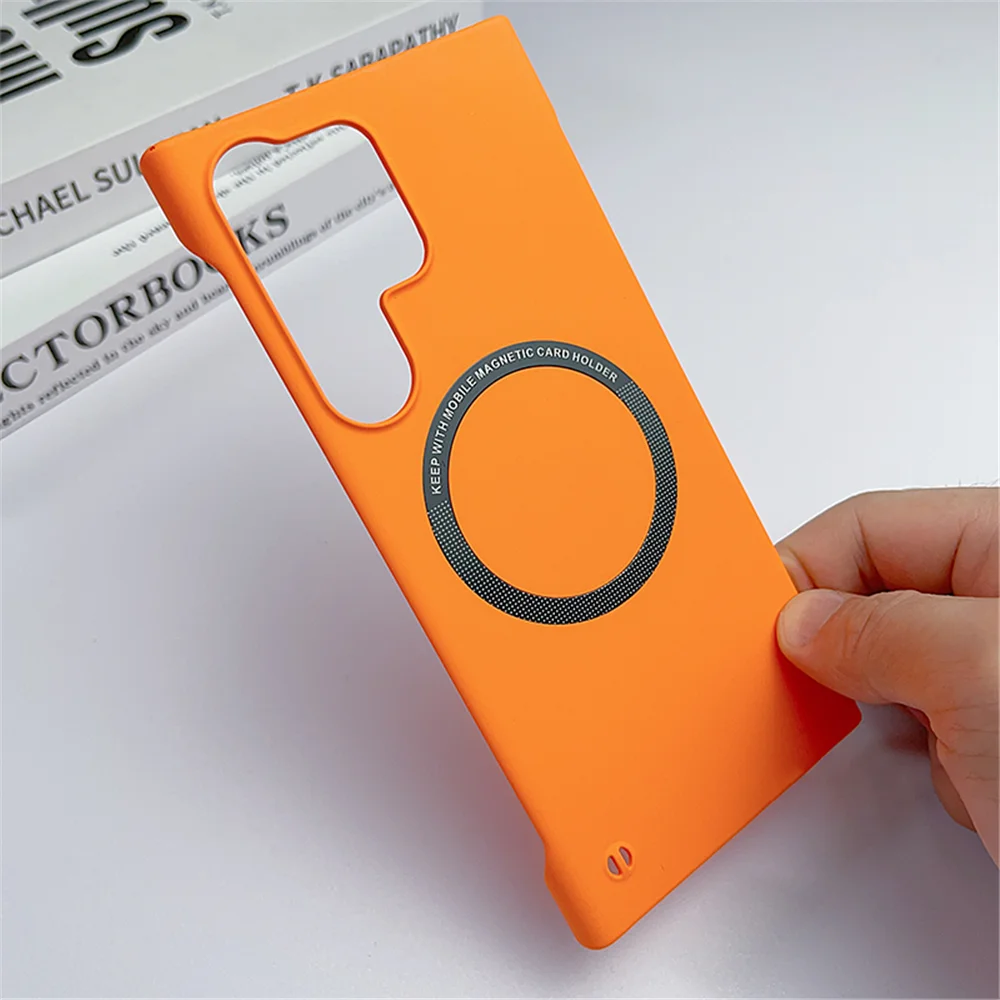 thumbnail image 1 of Luxury Ultra Thin Frameless Magnetic For Magsafe Case For Samsung S24 S23 Ultra S22 Plus S21 S20 FE S10 Slim Hard PC Matte Cover, 1 of 5