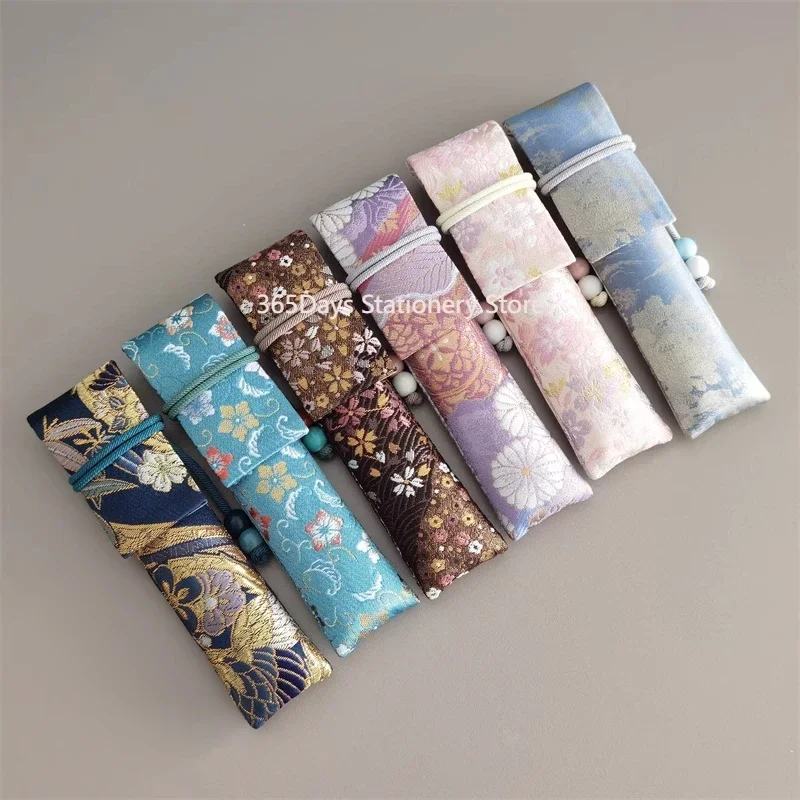 Exquisite Pure Hand-Made Imported Nishijin Woven Fountain Pen Bag Handmade Fabric Pen Bag With Rope Tied Rope Storage Pen