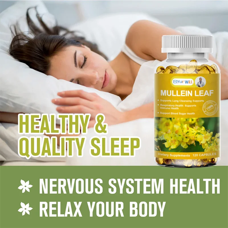 Mullein Leaf Extract Capsules Herbal Respiratory Supplement for Lung Cleanse Support Better Respiratory Immune Function